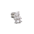 Silver bear stud earring with sparkling cubic zirconia and secure screw back ball - Silver Bear