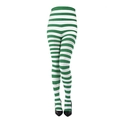 Christmas party stockings with festive green and white horizontal stripes for cosplay costumes - Green White Full Striped Tights