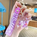 Creative purple resin turtle keychain with glitter filling and silicone Bubble wrist strap - Turtle Bubble Bead - Purple