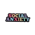 Spilla smaltata Social Anxiety con lettere colorate e metallo nero per outfit creativi - Nero Rettangolare-Social Anxiety