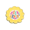 Gelbe Blumen-Emaille-Anstecknadel mit Keep Growing Text und polierter Goldplatte - Gelbe Blume-Keep Growing(QHXZ1269)