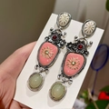 2508185 Pink Floral Color-blocked Earrings