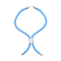 Light blue braided cord bracelet with a silver adjustable tree of life slider clasp - Bracelet: 36