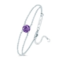 S925 sterling silver bracelet featuring a 1.00ct round purple moissanite in four-claw setting - February Natural Amethyst