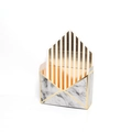 Foldable envelope flower gift box with marble texture and elegant gold line accents - White Marble with Gold Stripes / 20x7x29.5CM