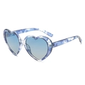 Blue and white marble heart-shaped sunglasses with light blue gradient lenses - Blue Tortoise Gradient Blue Polarized