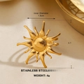 Artistic sunburst stainless steel ring in gold finish with dimensional sun ray design - Artistic Sun Rays Style (1572)