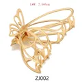 Elegant gold metal butterfly hair claw clip with cutout design for women, size 7.5x5cm - ZJ002 Butterfly / Gold