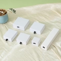 White cardboard jewelry drawer box set for rings and necklaces on beige silk fabric - 5*5*3.5CM / Pearl White