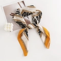 Elegant faux silk neckerchief with zebra print and golden chain pattern in ginger and black - Orange Leopard
