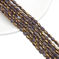 Oval faceted dark purple glass beads with gold trim for DIY jewelry making - Approx 25pcs/Strand / 4x6MM / Solid Purple