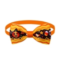 Halloween pet bow tie with orange wavy pattern and pumpkin candy print for cats and dogs - Orange Skull Candy