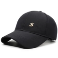 Zwarte heren baseballpet met geborduurde letter S en Sports-logo aan de zijkant - Verstelbaar / Zwart