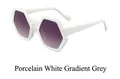 Chic hexagonal sunglasses featuring a ceramic white frame and gradient grey lenses - Metal Hinge / Ceramic White Frame Gradient Gray Lens