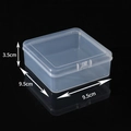 Clear square plastic jewelry box with secure lid latch, size 9.5x9.5x3.5 cm on black background - 3595 Square Box (9.5*9.5*3.5cm)