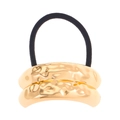 Haargummi mit strukturiertem goldenem Bogenelement für elegante Pferdeschwanz-Frisuren - Gold Texturierter Bogen