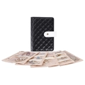 Detail van de zwarte gewatteerde lederen sieradenbinder met transparante PVC-zakken - Zwart