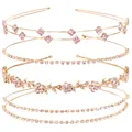 Set of four gold-tone rhinestone and pearl headbands with floral vine and diamond patterns - Gold And Pink Headbands Combination (45#)