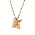 18K gold plated stainless steel satellite chain necklace with 3D balloon letter K pendant - Gold - Letter K