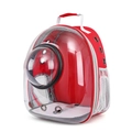 Bright red space capsule pet carrier backpack with clear window and breathable vents - Red Transparent Shell Space Capsule Black Ring