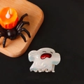 Cute white ghost hair claw clip with colorful pearl luster and red mouth expression - Pearlescent White Ghost-Red Laughing Expression