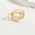 Multi-layer gold-wrapped ring with sparkling rhinestones in a sleek minimalist design - Gold Nail Style (JZ0296-2)