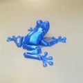 Articulated 3D printed frog toy in silk blue finish for desk decoration and stress relief - Frog / Silk Blue