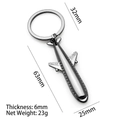 Silver alloy airplane keychain pendant with detailed 63mm fuselage and 32mm ring - X-308 Civil Aviation Airplane