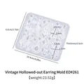 Translucent silicone resin mold for retro geometric earrings, model ED261 with measurements - ED#261