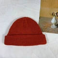 Rust red knitted beanie hat for women featuring warm ribbed texture and solid color - One Size / Rust Red