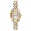 Women's quartz watch in silver and gold steel with crystal dial and date window - Two-tone Gold with Silver Dial