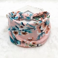 Bohemian floral wide headband in pink fabric with orange and blue flower patterns - 44-Pink Floral