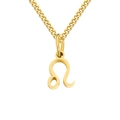 Gold stainless steel curb chain necklace with Leo zodiac sign pendant for women - Leo / Gold