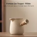 Teiera in ceramica beige con strisce testurizzate e manico in corda di canapa, 500ml - 500ml / Vaso Fuqi (Bianco/500ml) / 15.6cmx10.7cm