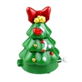 Mechanical wind-up Christmas tree toy in green with red bow and golden bells - Large Christmas Tree
