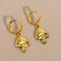 Vintage Pilz-Ohrhänger aus Edelstahl mit hochwertiger 18k Goldbeschichtung - Gold