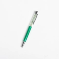 Elegant emerald green metal ballpoint pen filled with green crystal stones and silver accents - Green - Aventurine