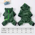 Mono de forro polar de dinosaurio para perro con tabla de medidas detallada incluida - XS / Disfraz de Dinosaurio / Verde oscuro