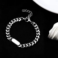 Silbernes Panzerarmband mit polierter rechteckiger Platte und Verlängerungskette - 18+5cm Armband