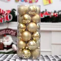 Set of 24 gold Christmas ball ornaments in shiny, matte, and glitter finishes - Gold Mixed Style / 4cm