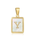 Golden rectangle pendant with mother of pearl inlay and letter Y for necklaces - Letter Y