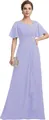 Elegant lavender chiffon wedding guest dress with ruffled waist and silver sequin appliques - Lavender / US size 2