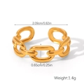 Detailed view of golden chain link ring showing polished finish and adjustable opening - Gold Rugged Chain Link Open Ring (HC-R30425)