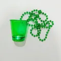 St. Patrick's Day green LED glow cup with matching beaded necklace for party favors - Transparent Green LED Glow Cup