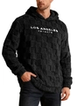 Detalle de bordado Los Angeles en sudadera negra de sherpa con textura de cuadros en relieve - S / Negro