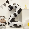 Cow print number 2 balloon with cute cartoon cow for birthday party decoration - Cow Pattern Style 2