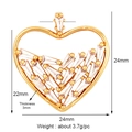 Gold-plated double heart pendant with clear crystals and 24mm size measurements - Geometric Crystal Heart / Gold