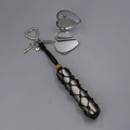 Silver stainless steel mesh net lipstick holder with heart mirror and black cord - Black Wax Cord Woven Mesh Star Style
