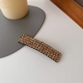 Eleganter rechteckiger Haarclip mit bernsteinfarbenen Strasssteinen im Minimal-Stil - Champagner
