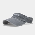 Detailed view of washed distressed grey sun visor with CHANCE embroidery - Gray